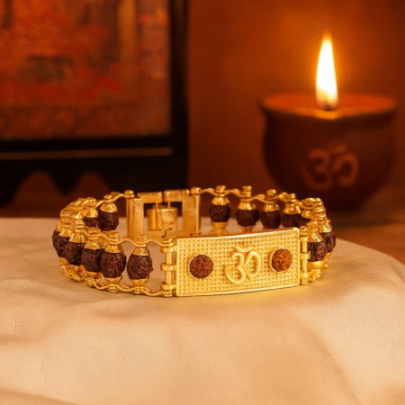 Gold Plated Modern Om Rudraksha Bracelet