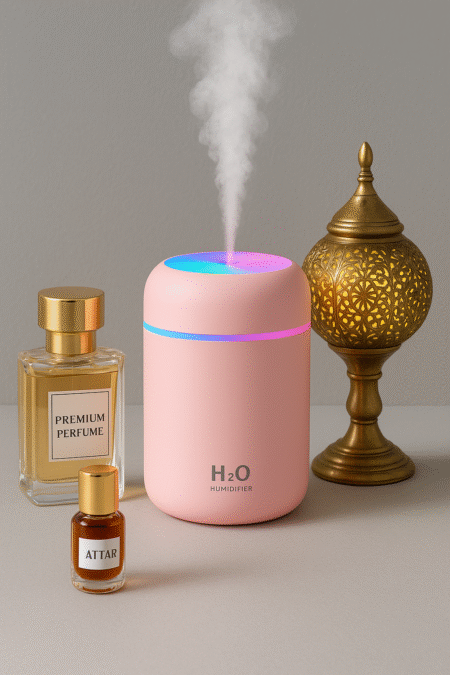 premium attar, H2O Colorful Cool Mini Humidifier, kapoor electric lamp, premium perfume
